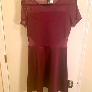 Maroon Lace Cutout Dress